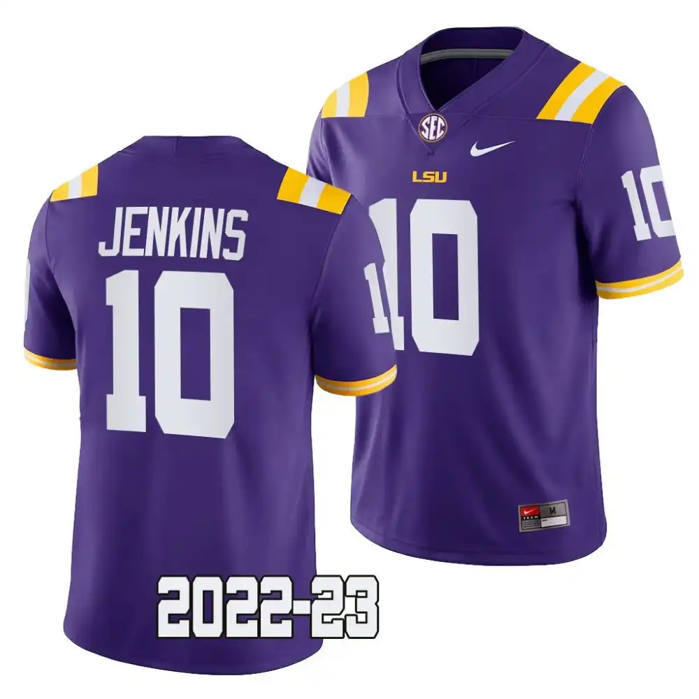 Men's LSU Tigers Jaray Jenkins #10 Game 2022-23 Purple NCAA Football Jersey